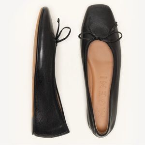 M. Gemi Danza Square Toe Leather Ballet Flat | 38.5 | Black